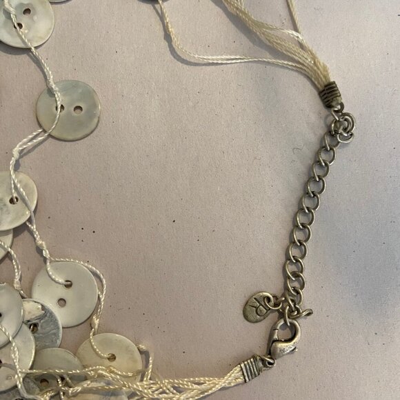 Eclectic Mother-of-Pearl Button Statement Necklace - Picture 2 of 7